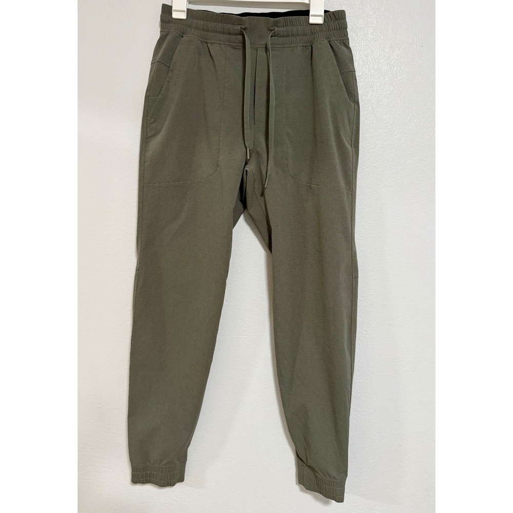 Lululemon ABC Jogger Menâ Medium Olive Green Excellent Grid Texture LM5AJPS